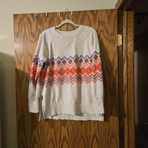 Chevron Patterned Sweater - Red and Blue